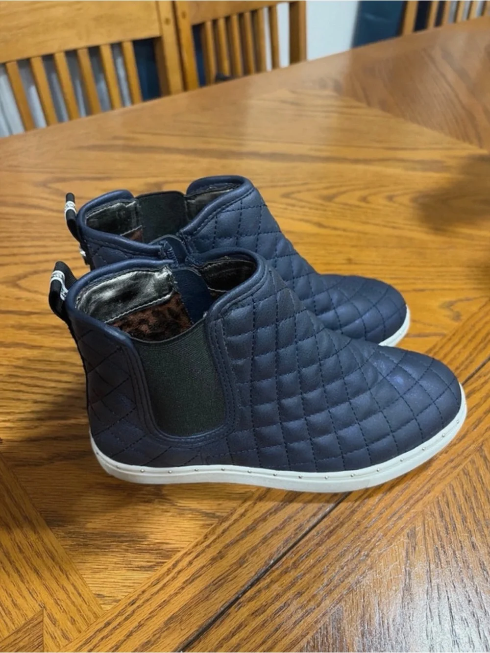 Steve Madden Quilted Navy Kids Slip-On Ankle Boots